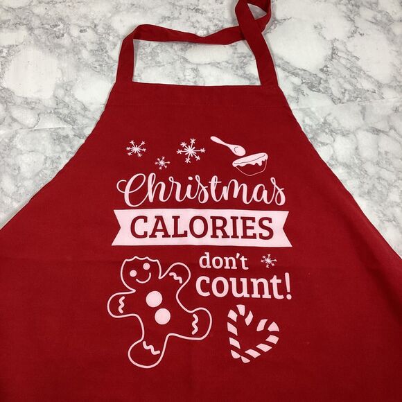 Two Christmas Calories Dont Count Apron Aprons Red Gingerbread Candy Cane Pantry - Picture 7 of 8